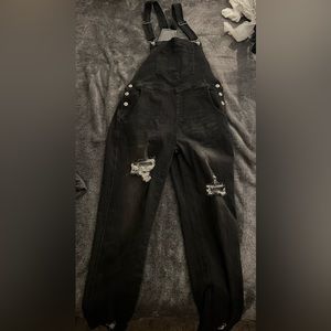 Black, Distressed Overalls